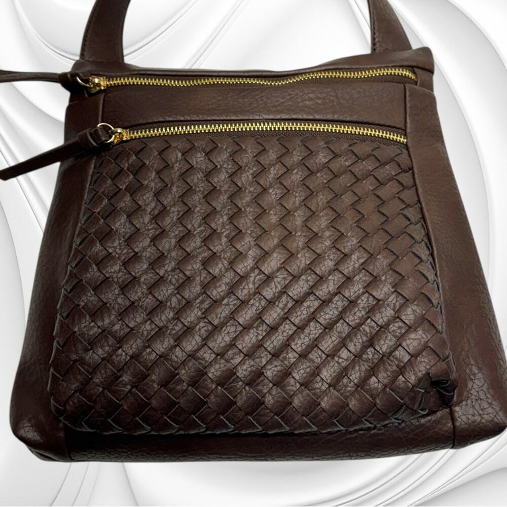FALLS CREEK Brown WOVEN FRONT POCKET NS CROSSBODY Purse - Picture 3 of 5